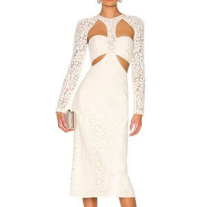 NEW Revolve / Bardot Cut Out Lace Dress in Oyster / US 4 (SM)